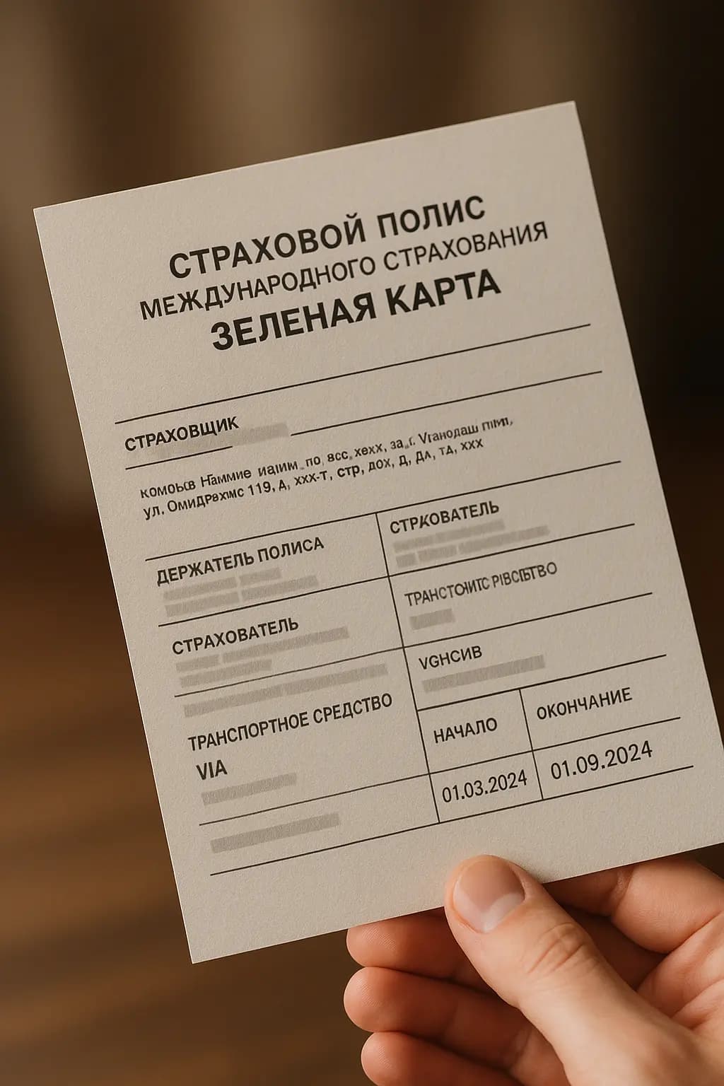 Зелёная карта для выезда за границу